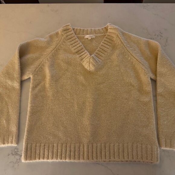 NWOT Et Clet Cream VNeck Sweater Size Small - Picture 3 of 7